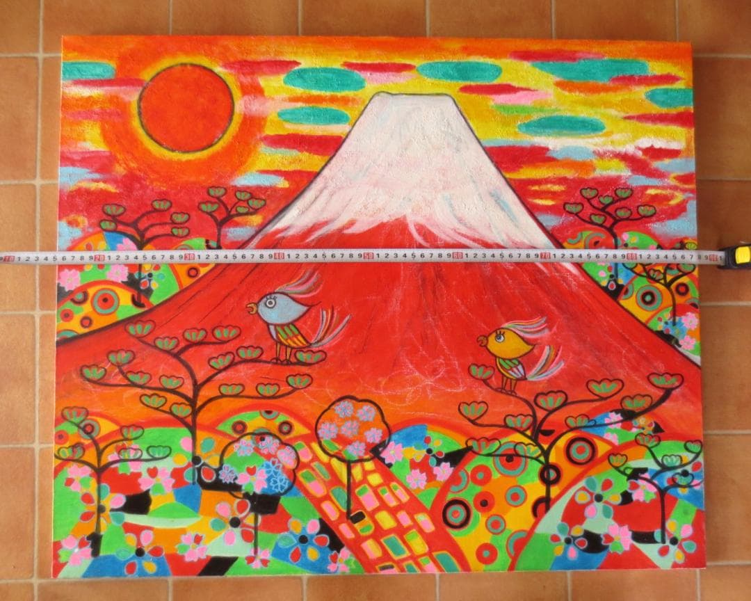 絵画　赤富士　　F20号　ラッキーアイテム