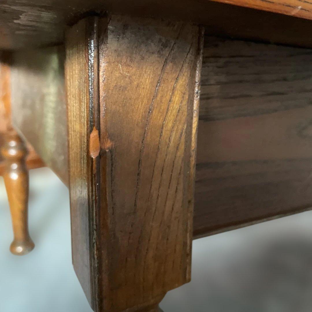 年代物 欅一枚板 文机 ダークブラウン 2引き出し