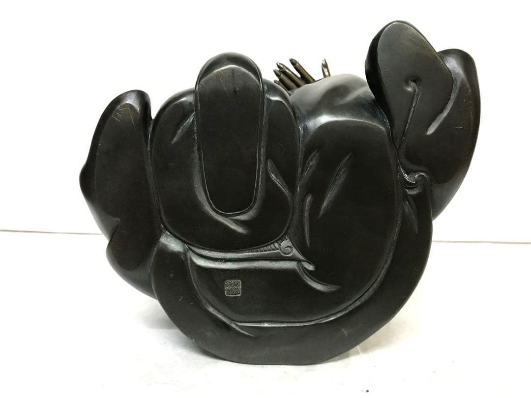 銅製:亀寿老人座像(原型:野上龍起氏)桐箱入