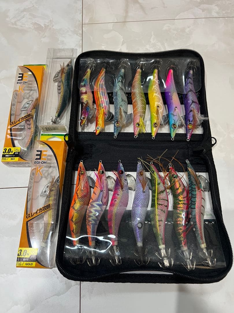 値下げ中！エギ 15個セット ケース付き