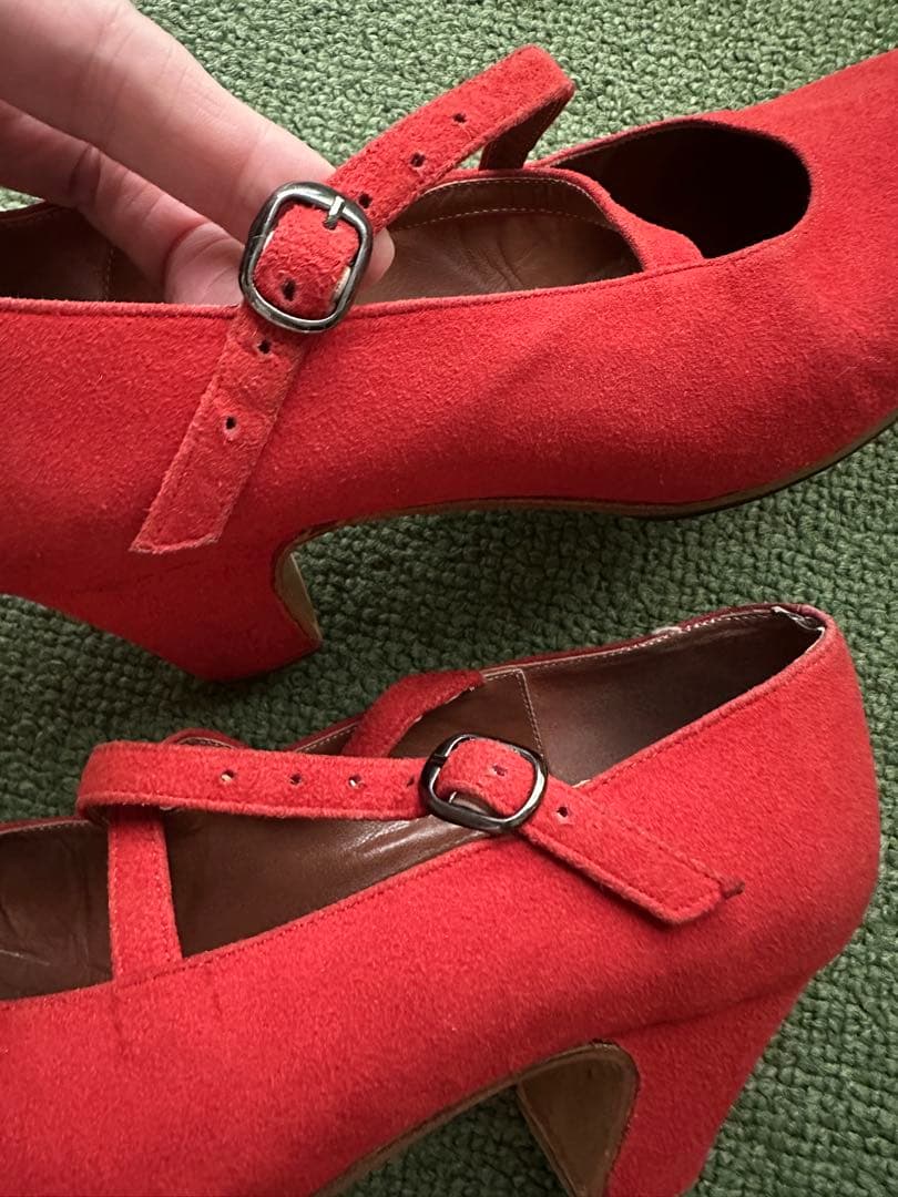 フラメンコシューズ スウェード赤　24cm