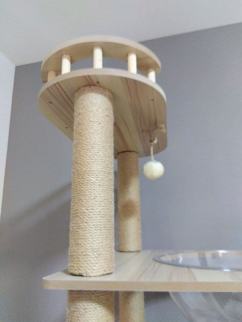 キャットタワー 185 cm 宇宙船　爪とぎ付　縁張り　木製　ツリー　ウッド