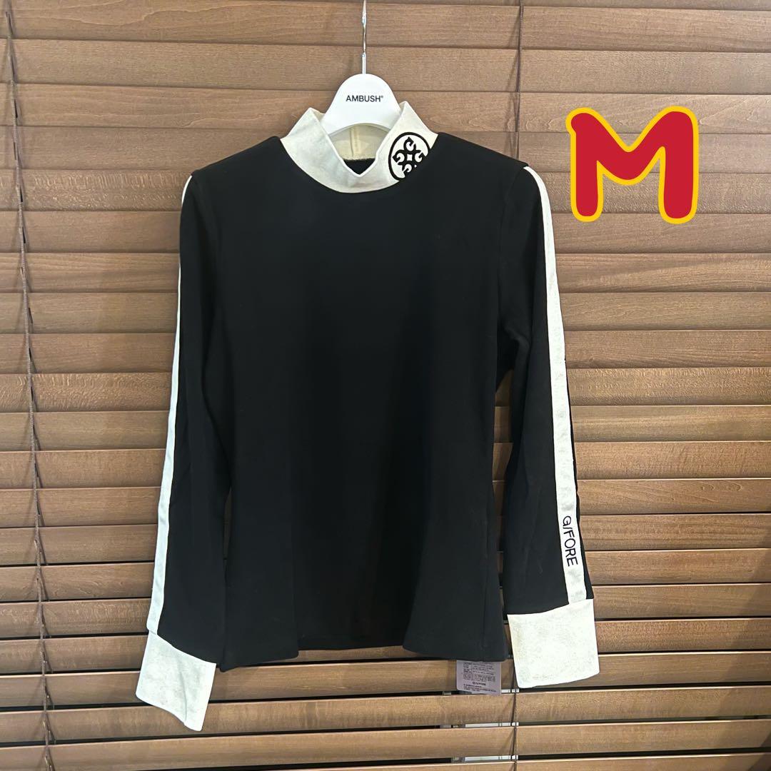 【M】G/FORE ジーフォア ゴルフ カットソー 起毛 モックネック長袖T 黒