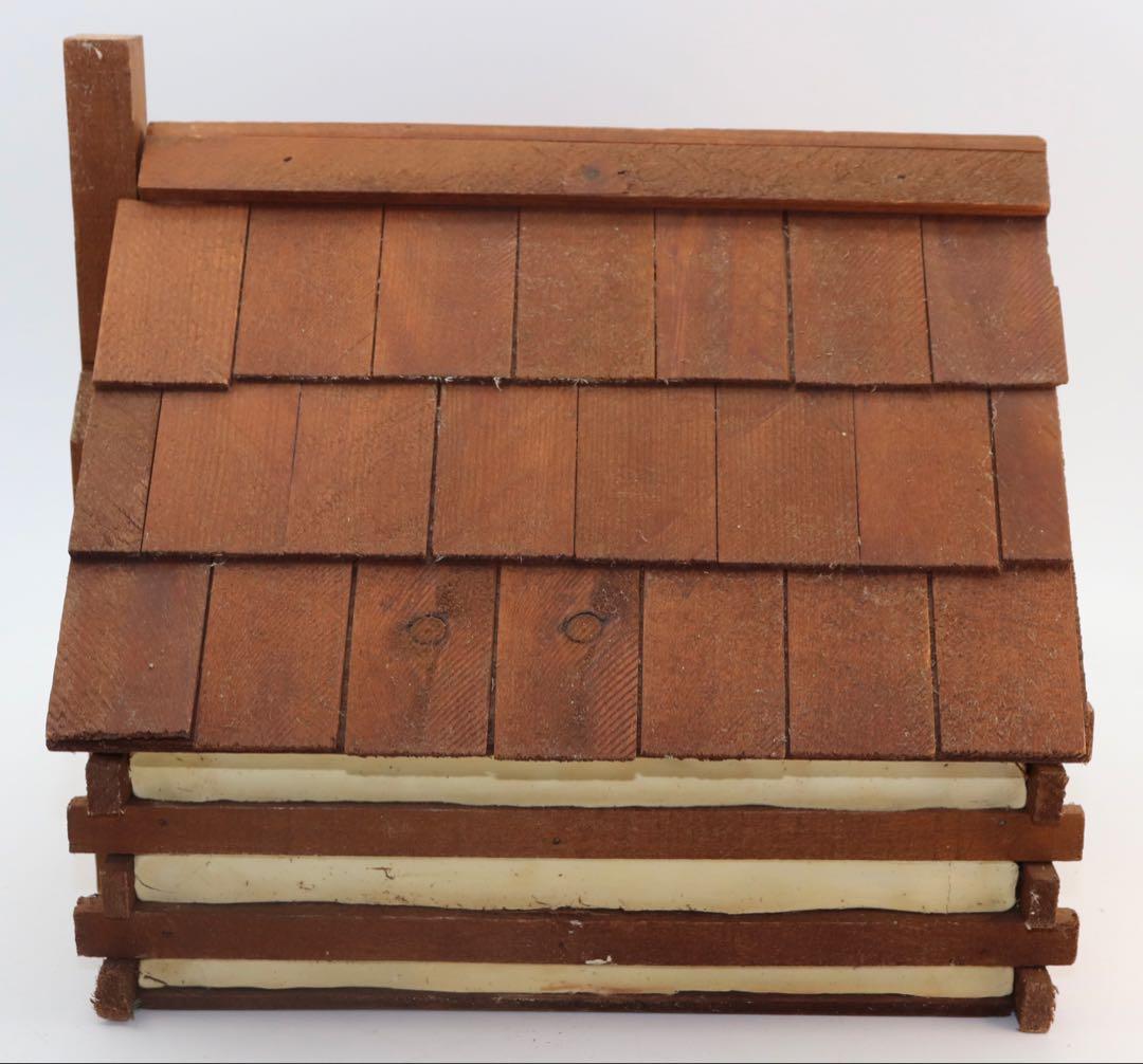 カントリー・アート 木製ミニチュアログハウス風小物入れ