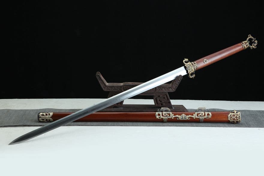 蟠龍唐剣（酸枝木金）古兵器 武具　刀装具　日本刀　模造刀 居合刀