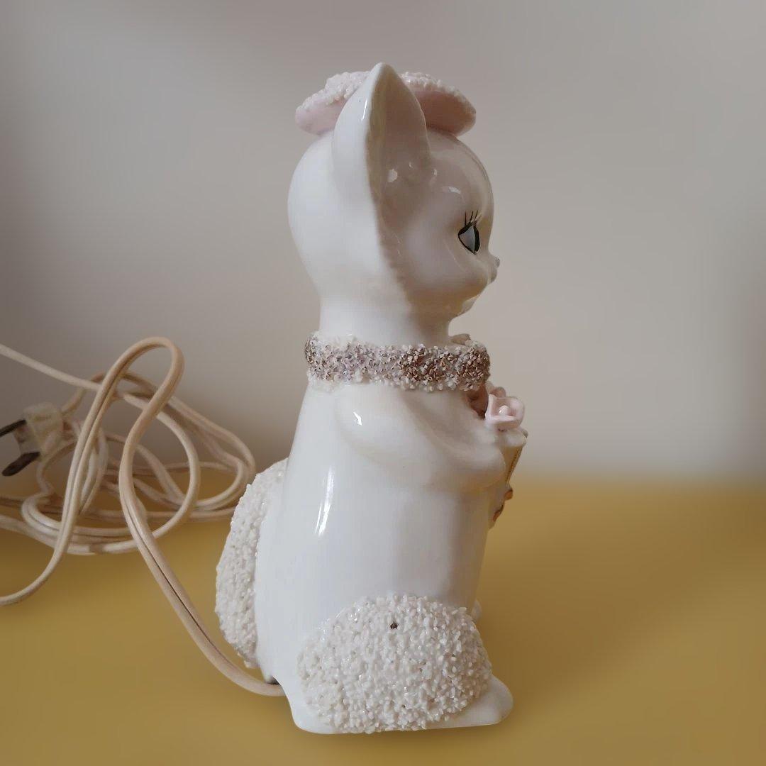 ヴィンテージ　オシャレネコちゃん　陶器ランプ　　照明