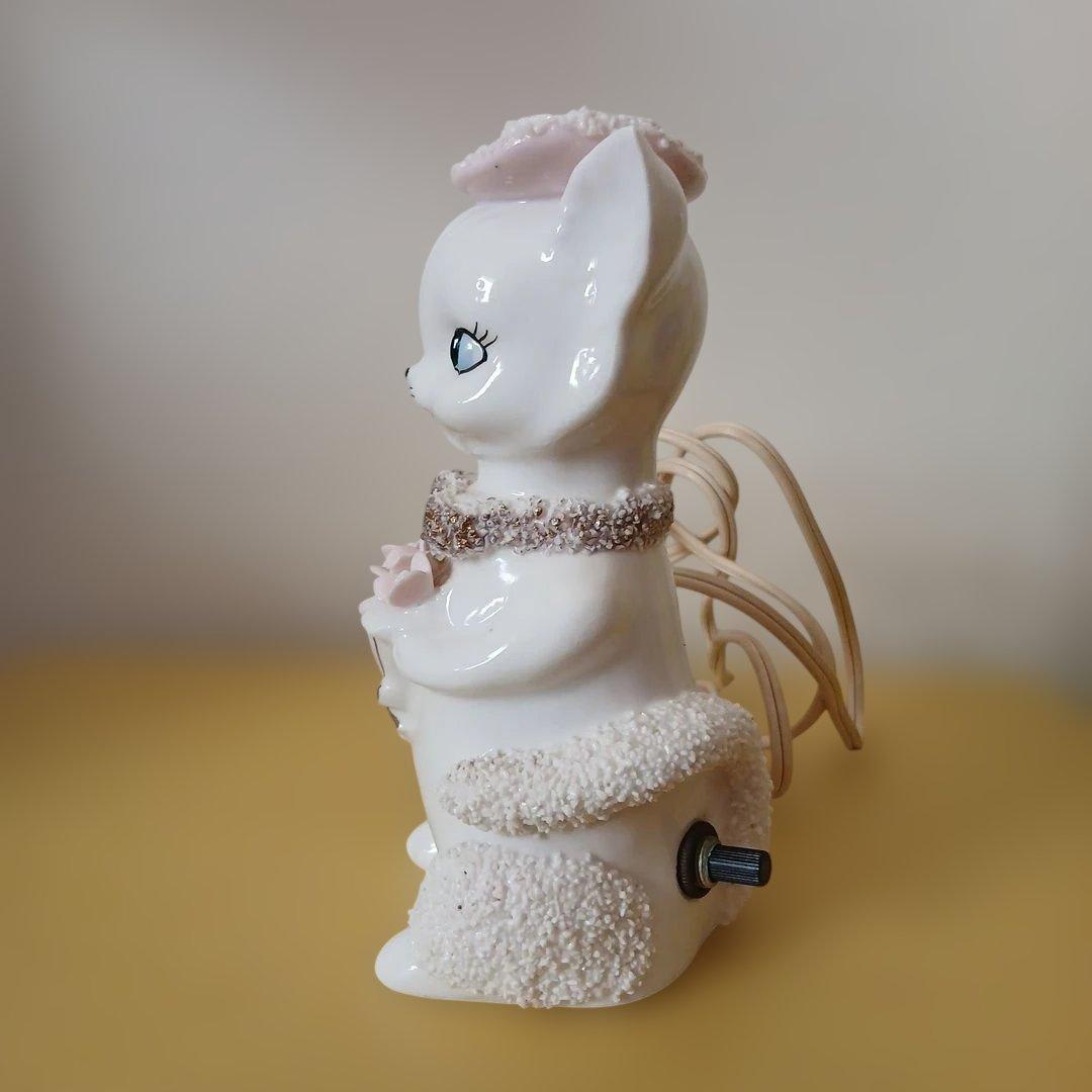 ヴィンテージ　オシャレネコちゃん　陶器ランプ　　照明