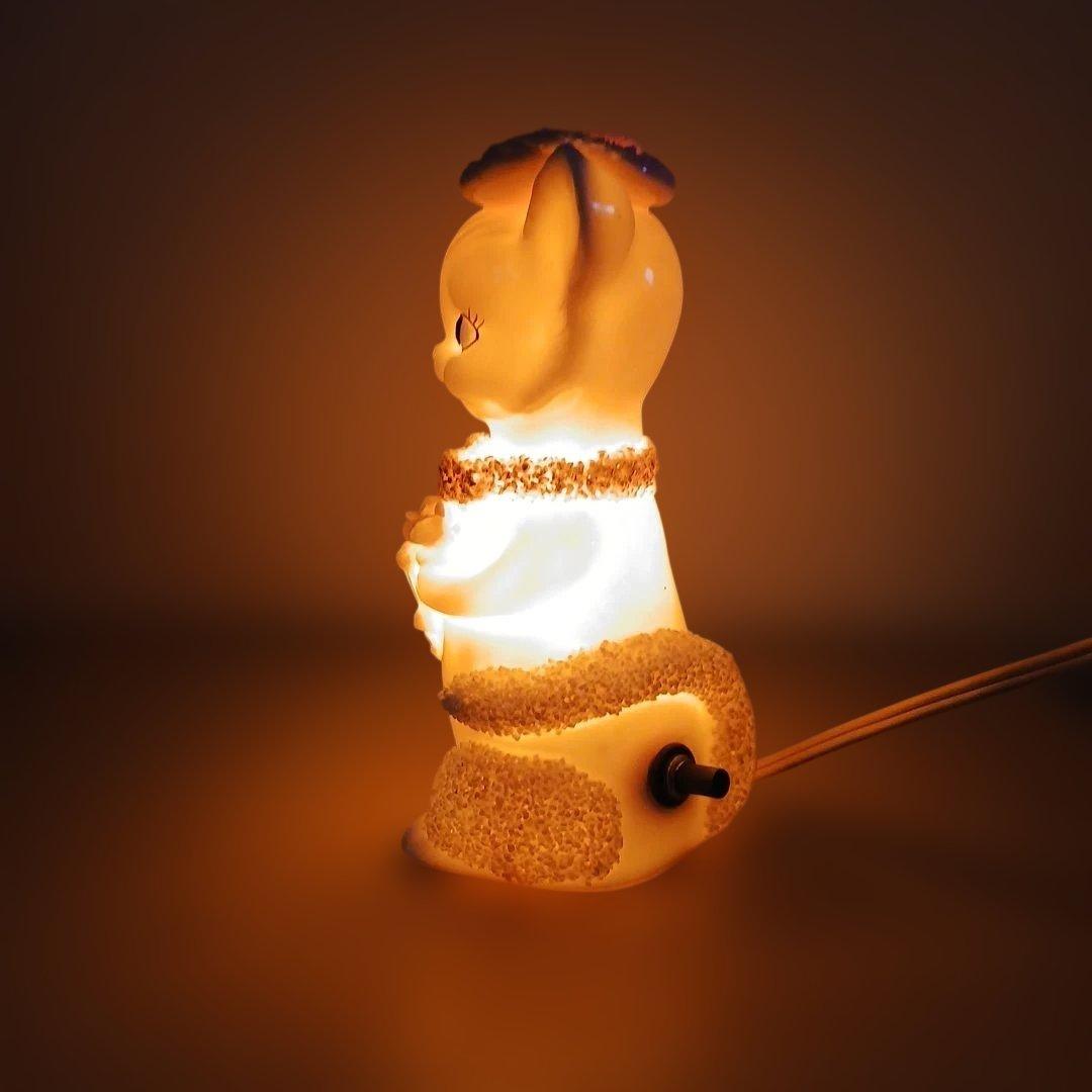 ヴィンテージ　オシャレネコちゃん　陶器ランプ　　照明