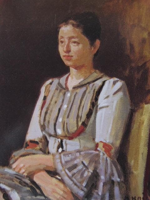 小磯良平、「婦人像」、希少な額装用画集より、新品高級額装付