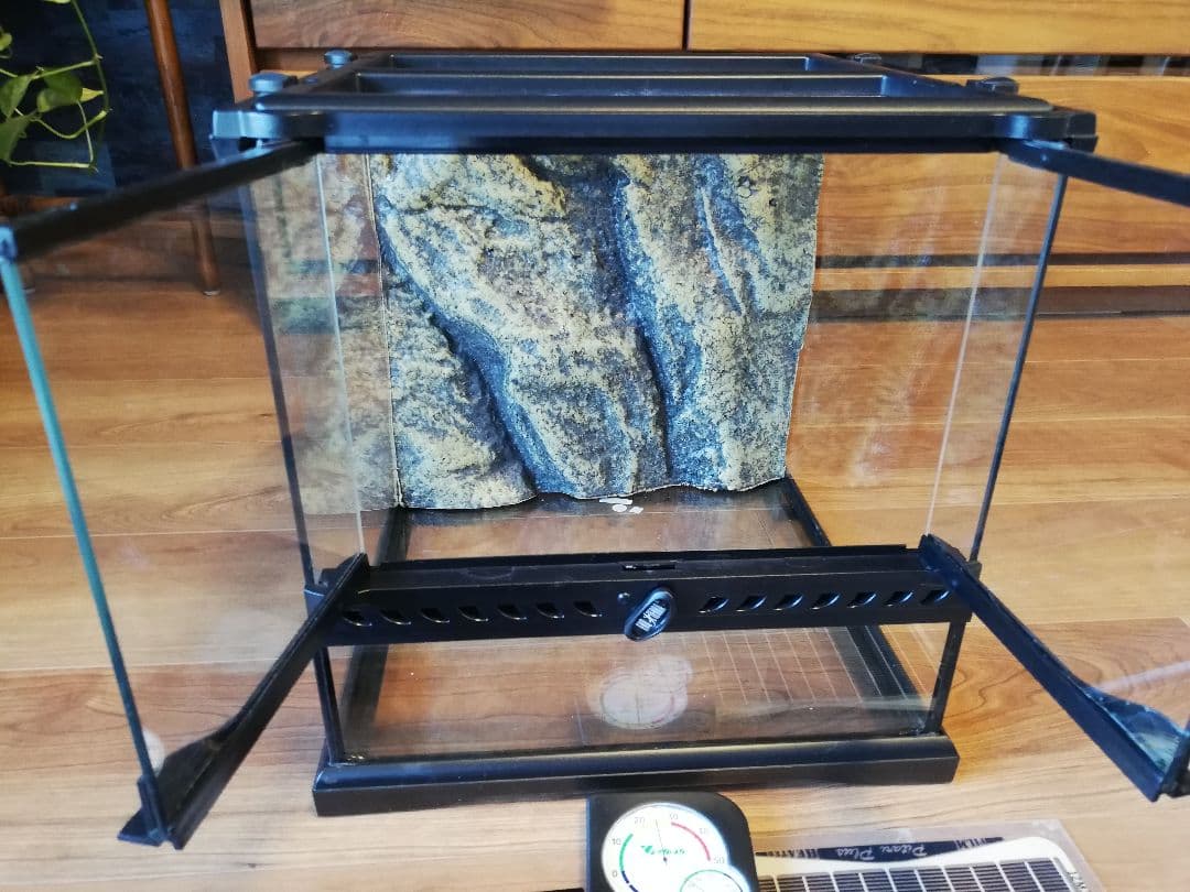 恵翔☆【グラステラリウム3030】爬虫類飼育用ケージ 温度計 ヒーター付き