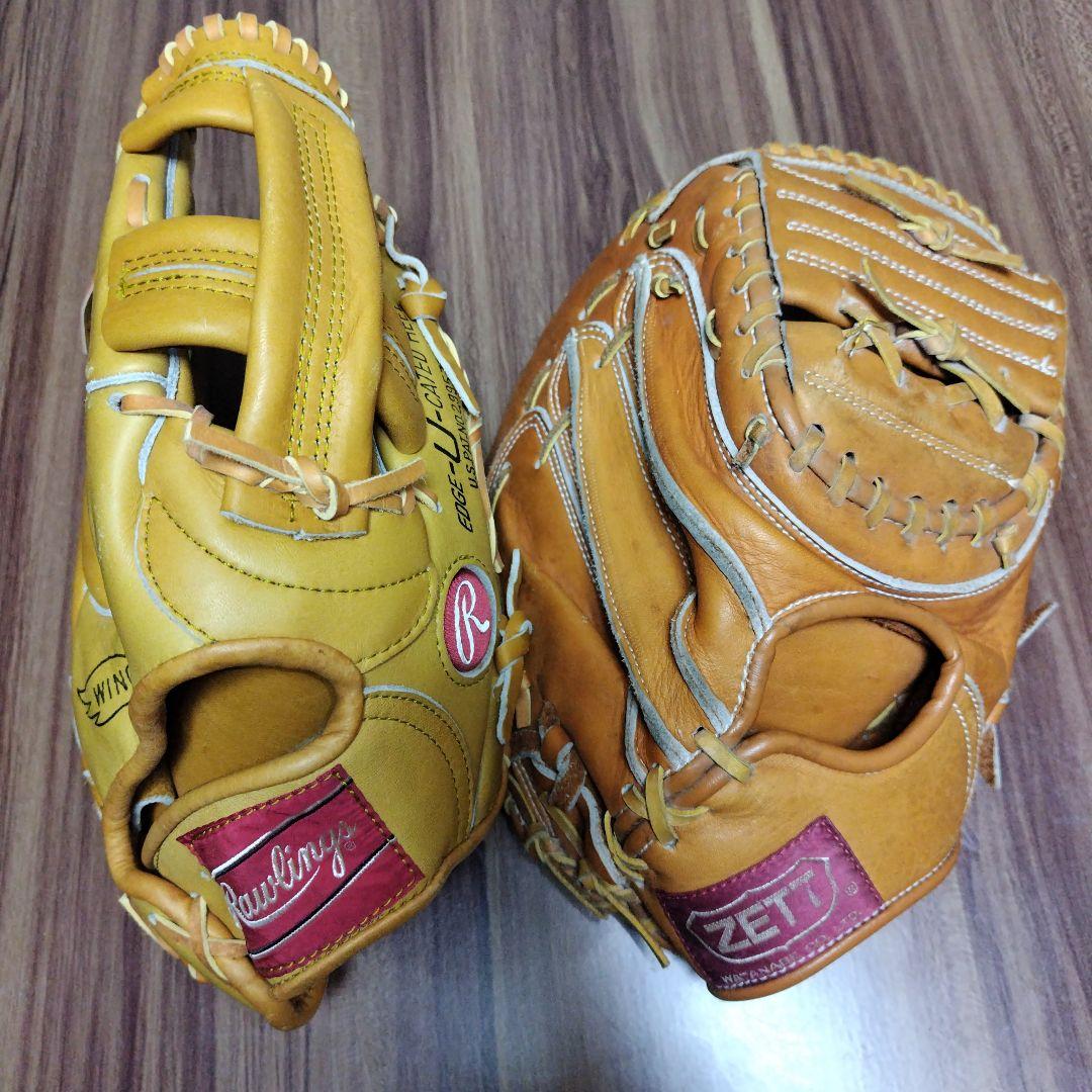 軟式用グローブ、ローリングス、ZETTファーストミット2点セットまとめ売り