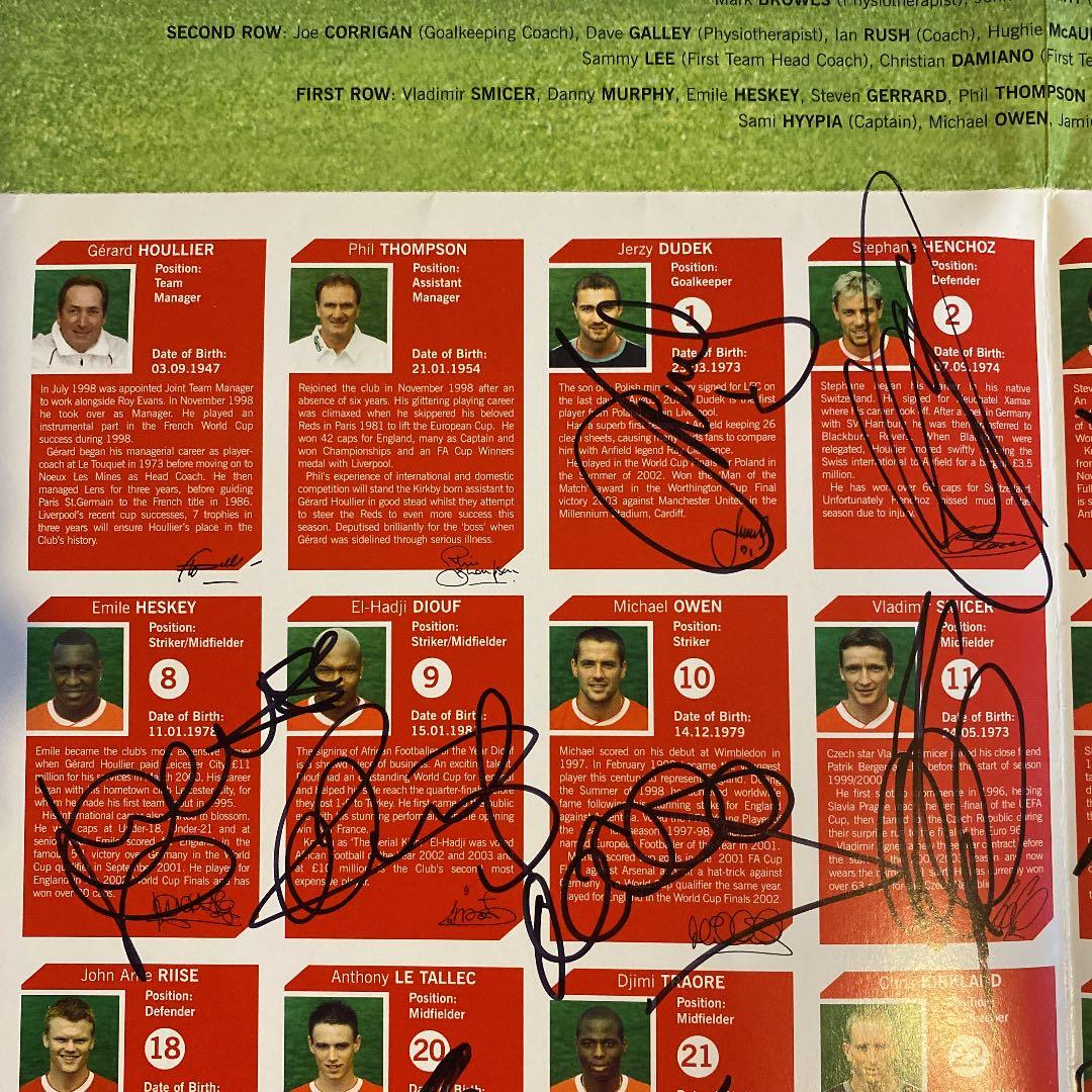 リヴァプール　03-04 直筆サイン入り ポスター　証明書付　LIVERPOOL