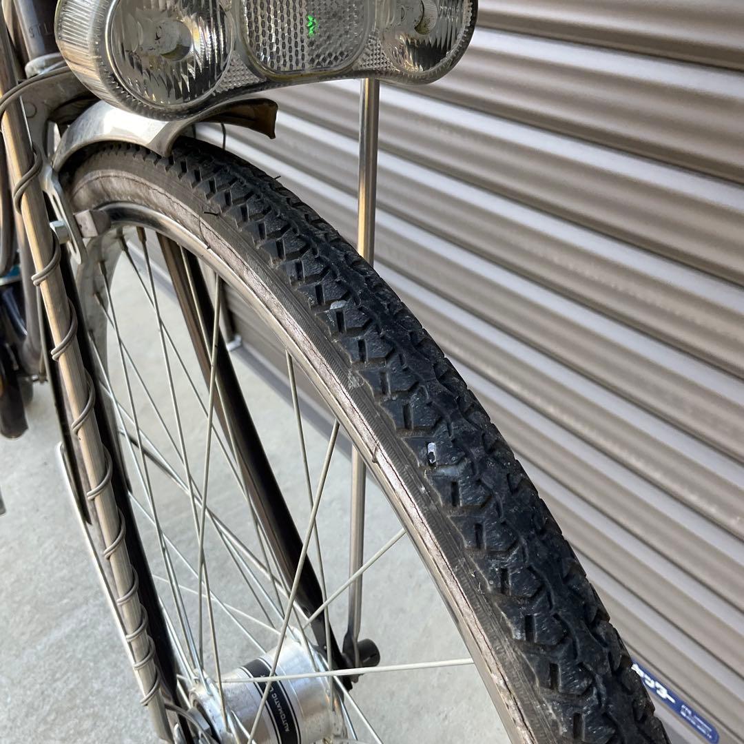 ママチャリ自転車 27インチ 身長155センチから カゴ/鍵/オートライト付き