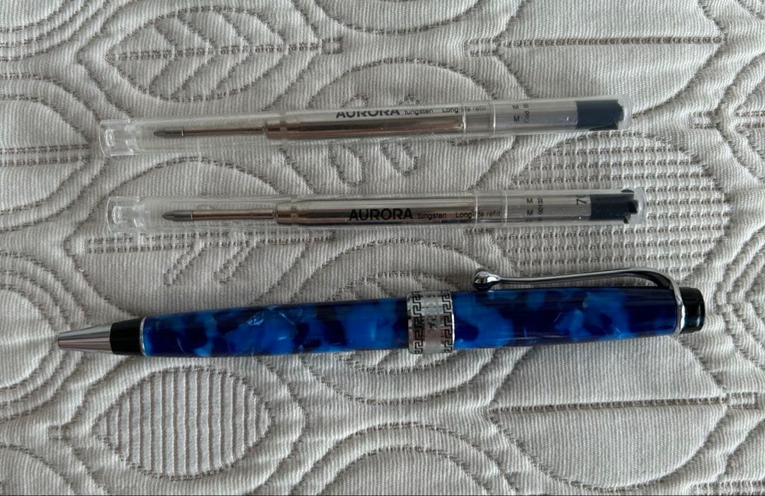 aurora アウロラ　オプティマ　ブルー　青いマーブル模様 ボールペン