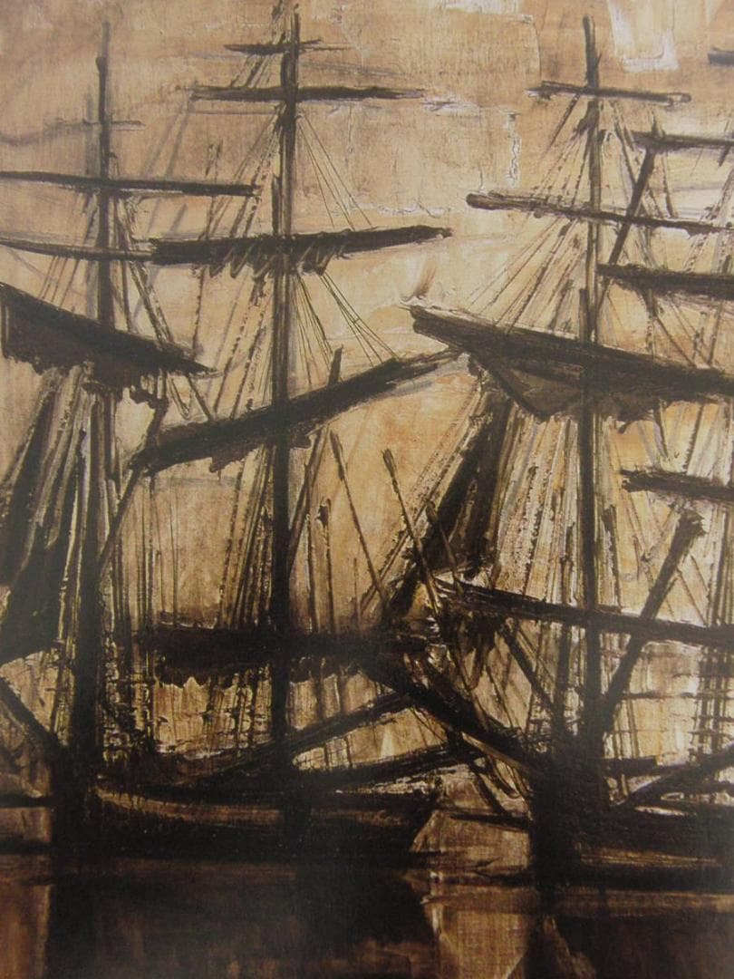 ベルナール・ビュッフェ「Terre-neuvas」希少画集の額装画、人気作品