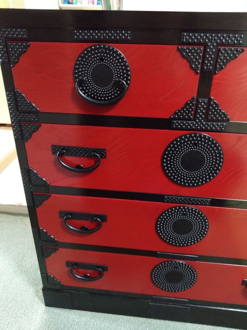 岩谷堂箪笥 赤黒呂塗 4段 美品