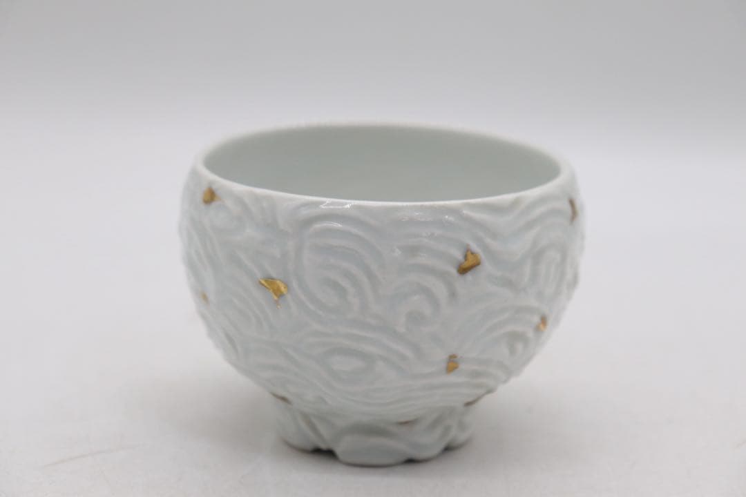 坂田甚内作　深甚紋白陶金彩　湯呑み&くいのみ7点まとめ　送料込み250827