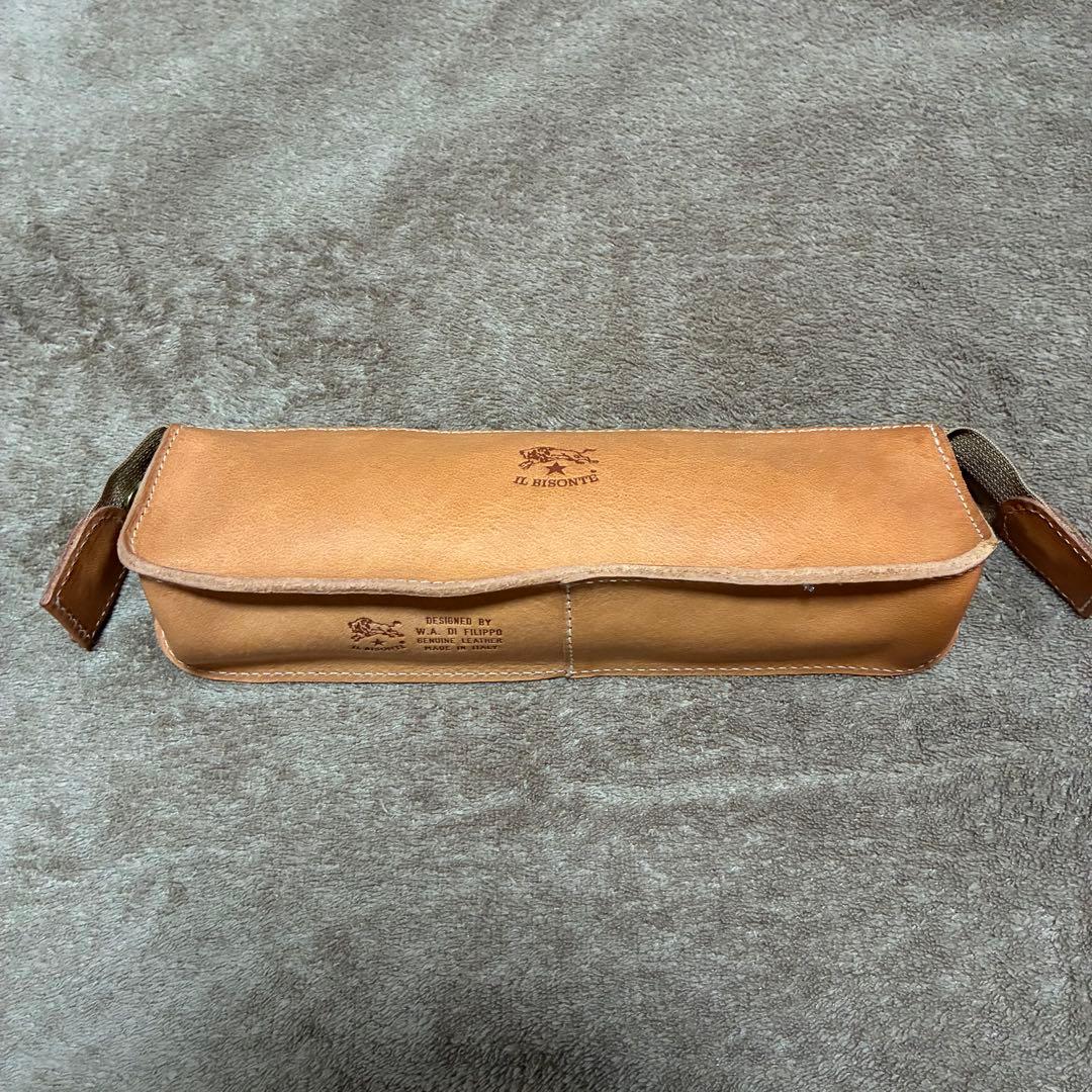 【未使用】IL BISONTE レザー ペンケース ヌメ　保存袋付き