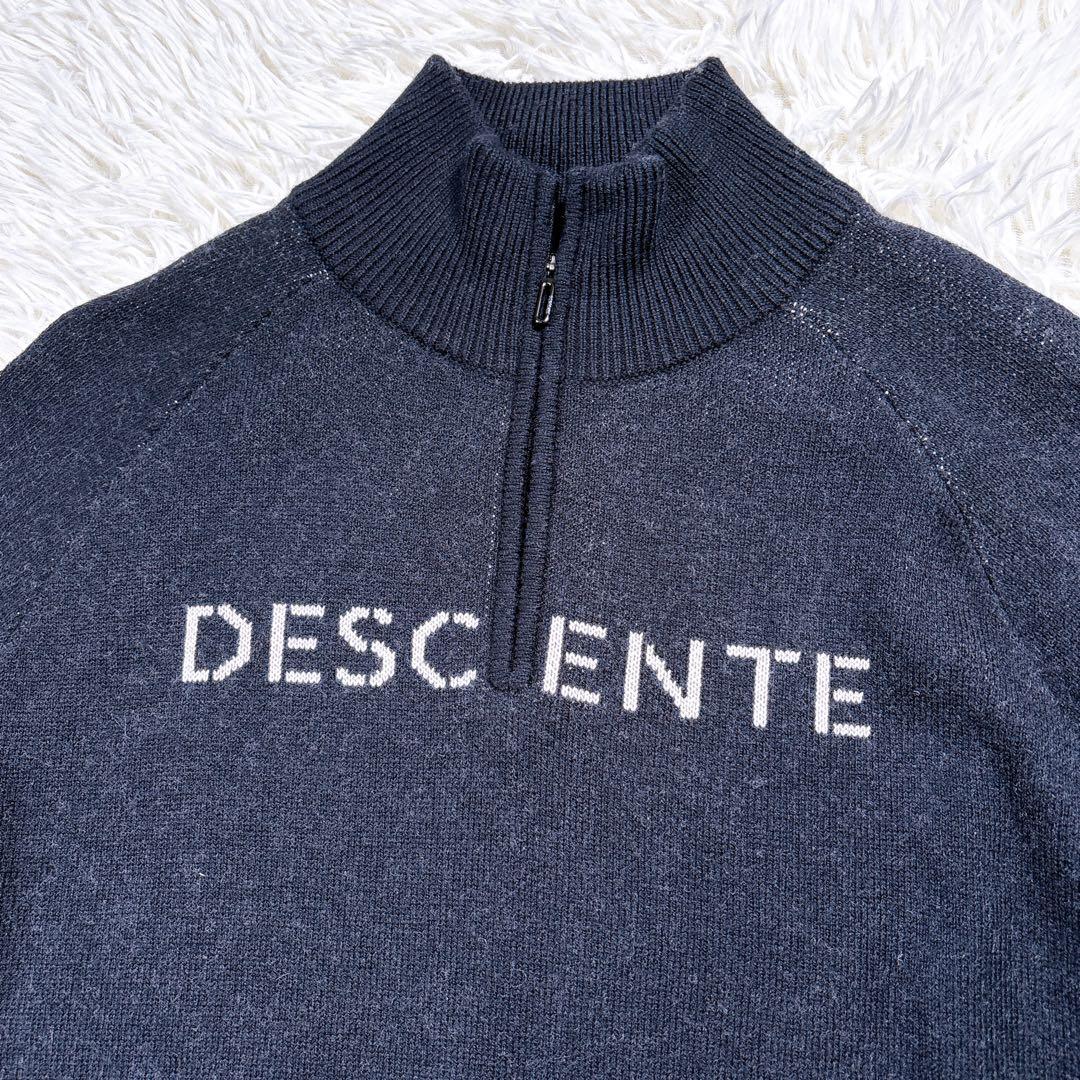 L⭐️デサント　ゴルフ　ウールナイロンジャカードフロントジップセーター　メンズ
