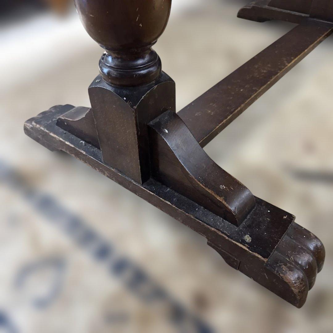 【希少】英国アンティーク オーク バルボスレッグ ドローリーフテーブル 店舗什器