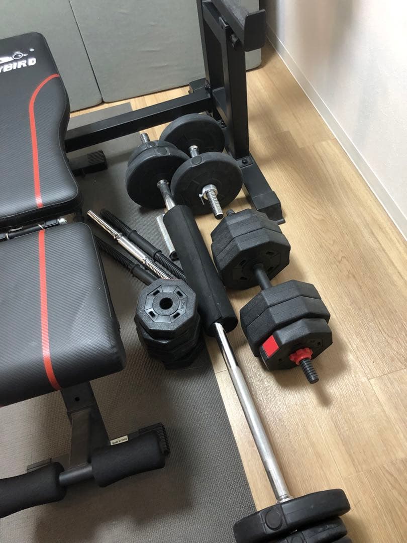 FLYBIRD トレーニングベンチ バーベル付き　ベンチプレス