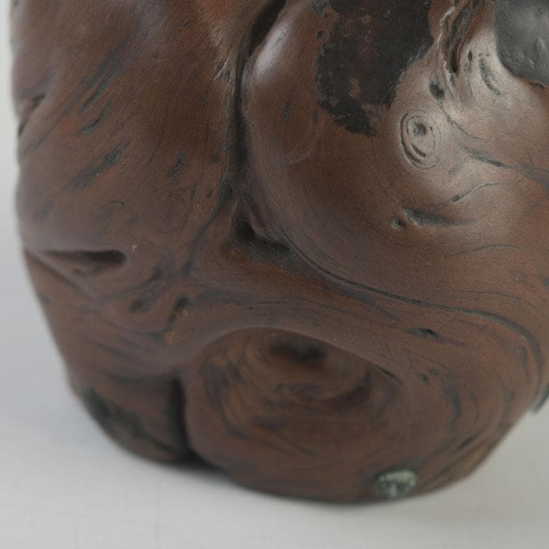 時代提げ物　書道具　唐木瘤木　銅装飾　水滴　時代箱　M　8621