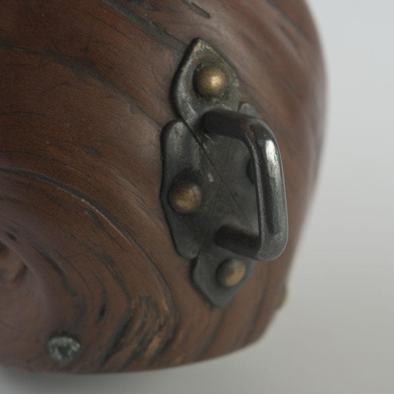 時代提げ物　書道具　唐木瘤木　銅装飾　水滴　時代箱　M　8621