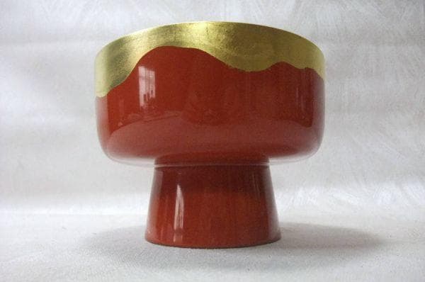 輪島塗 金箔 朱盛器 菓子器 天然木 本漆器 茶道具