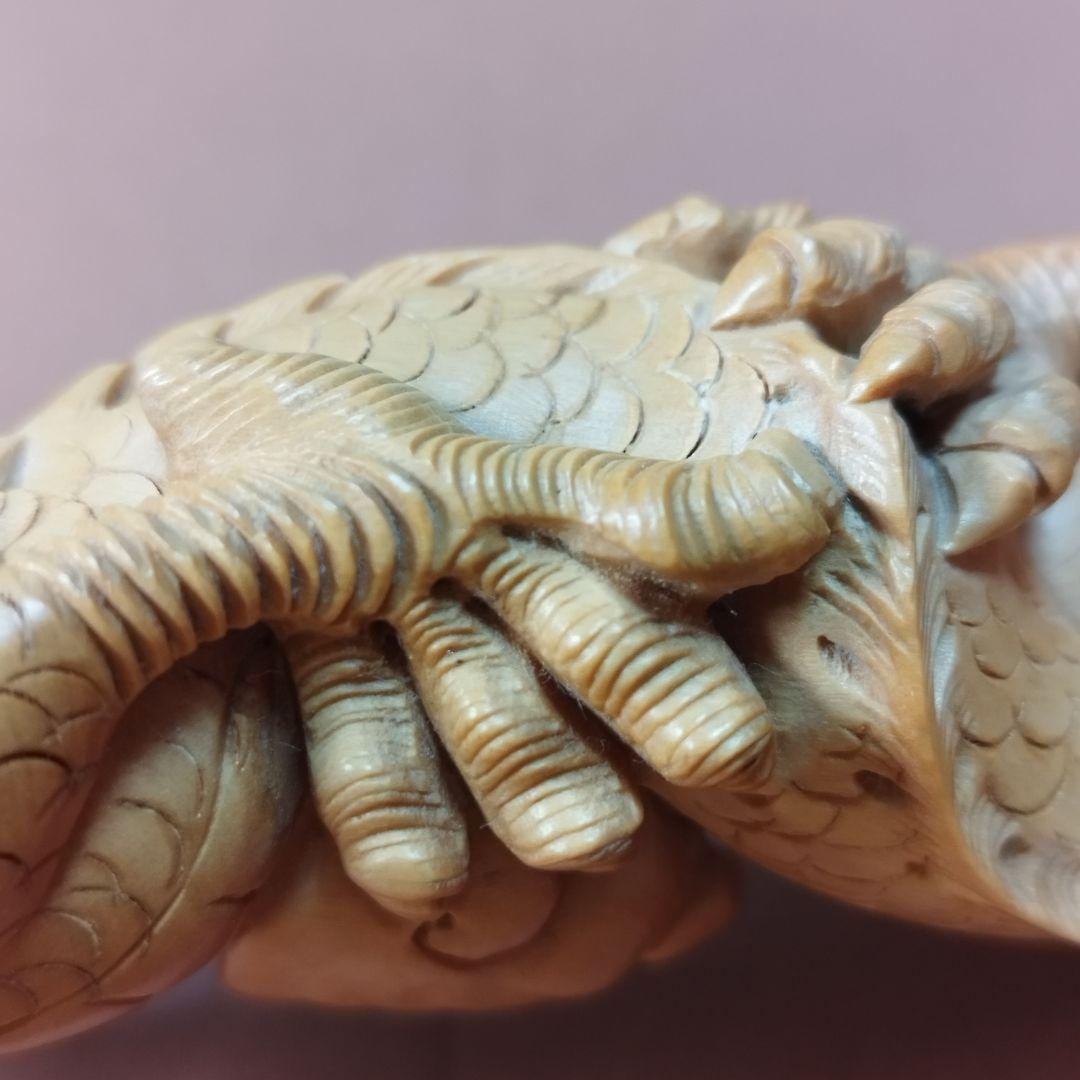 黄楊彫刻作品「皇帝龍霊芝如意」《整理番号:BU003》