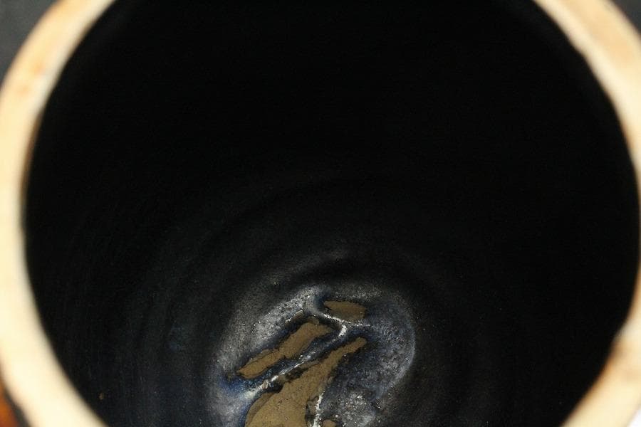 古美術 李朝 黒高麗 面取 蓋壷(K-A652)