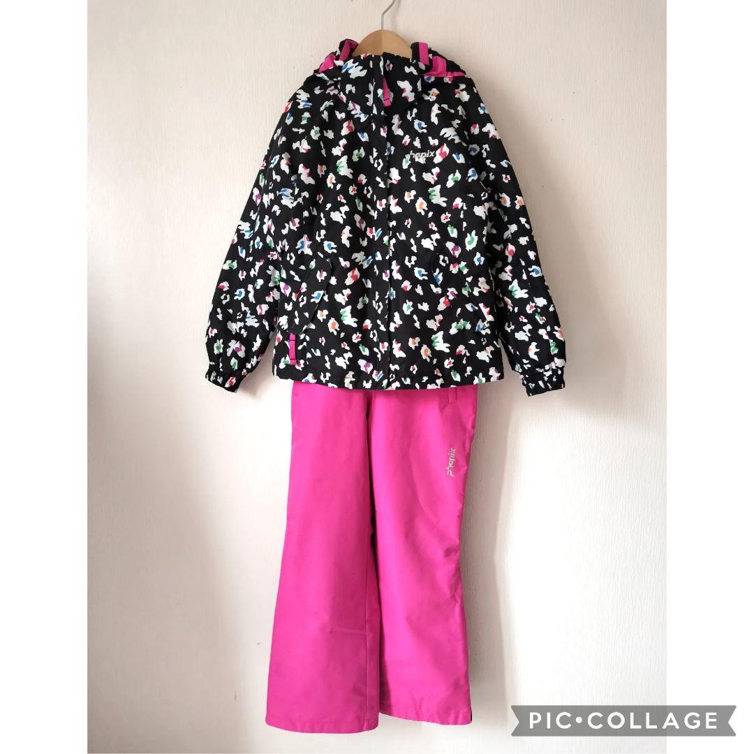 【極美品】Phenix スキーウェア 140 ガールズ♡カモフラ×ピンク 上下