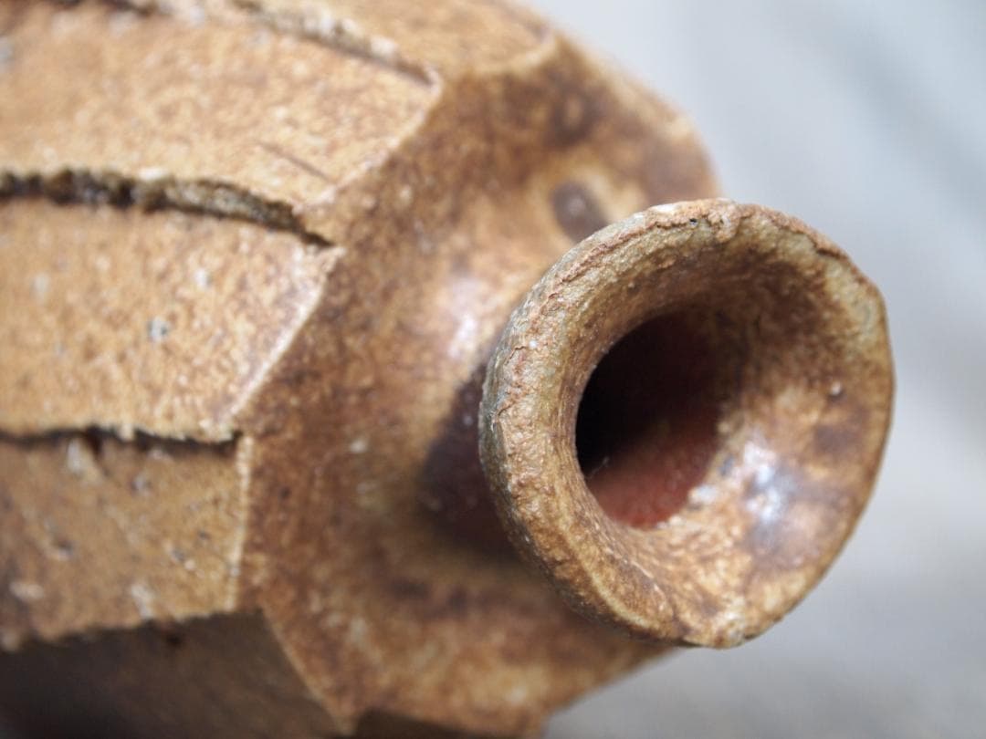 未使用★隠崎隆一【師：伊勢崎淳】★備前≪窯変≫徳利★共箱・布 ・栞★黒田陶