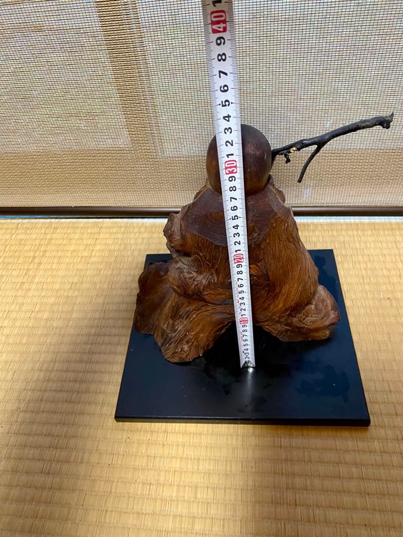 【昭和レトロ】寿老人 木彫り 置物 根木彫 一刀彫 七福神 縁起物 長寿 骨董