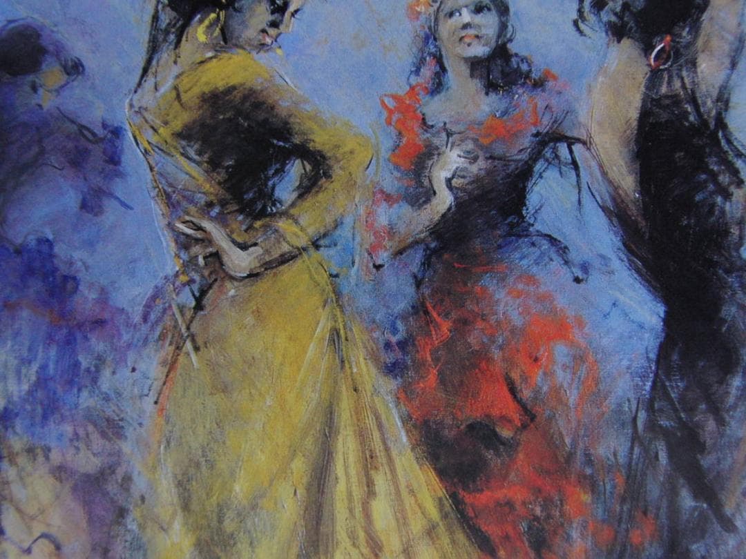 関綾子、【フラメンコ】、希少な額装用画集より、新品額装付