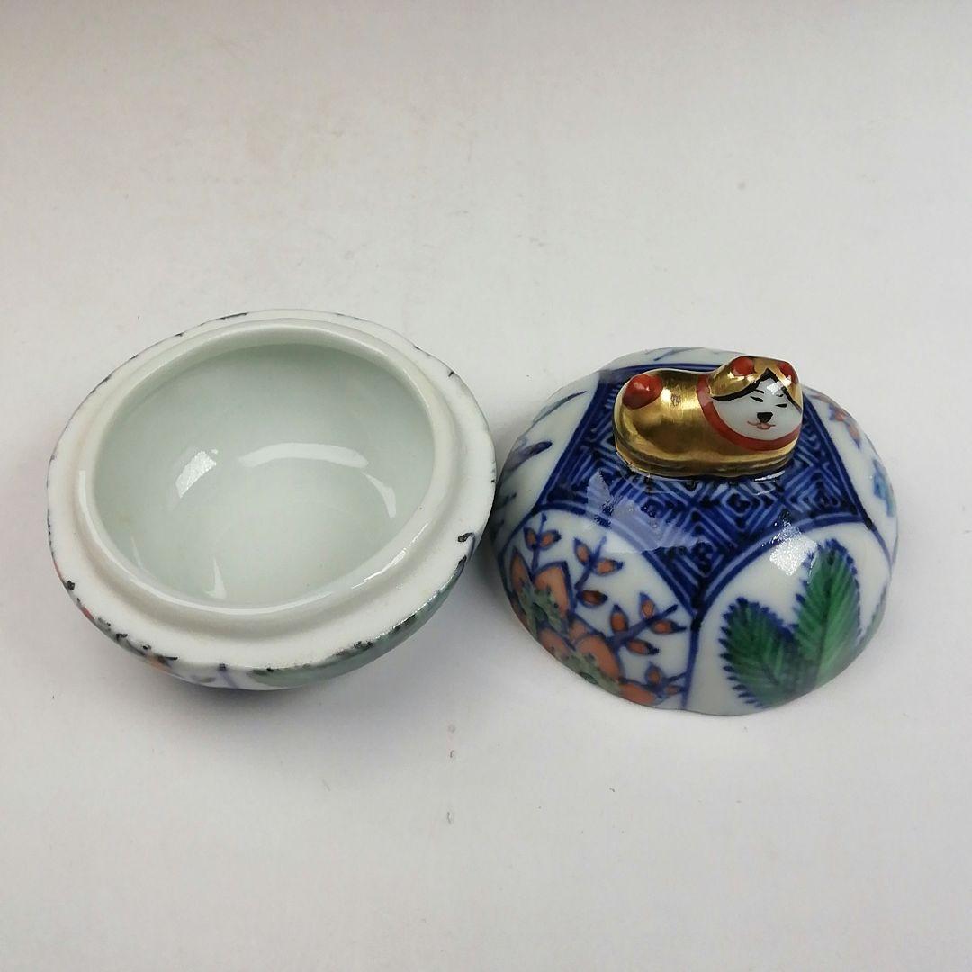 Ｔ８３９　香合　『干支　色絵　戌』『平安　高野昭阿弥 造』　共箱　茶道具