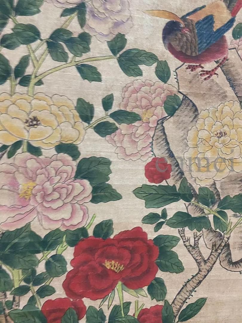 中国古美術・旧藏・北宋風・趙昌款・花鳥図・手描き中堂画・掛軸・宣紙・書画・骨董