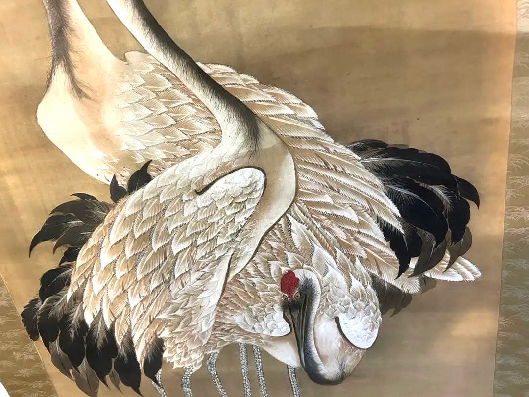 蔵出品 【模写】 ◆松鶴図』 花鳥画 掛軸掛軸•書道•鶴図•肉筆保証•整理品