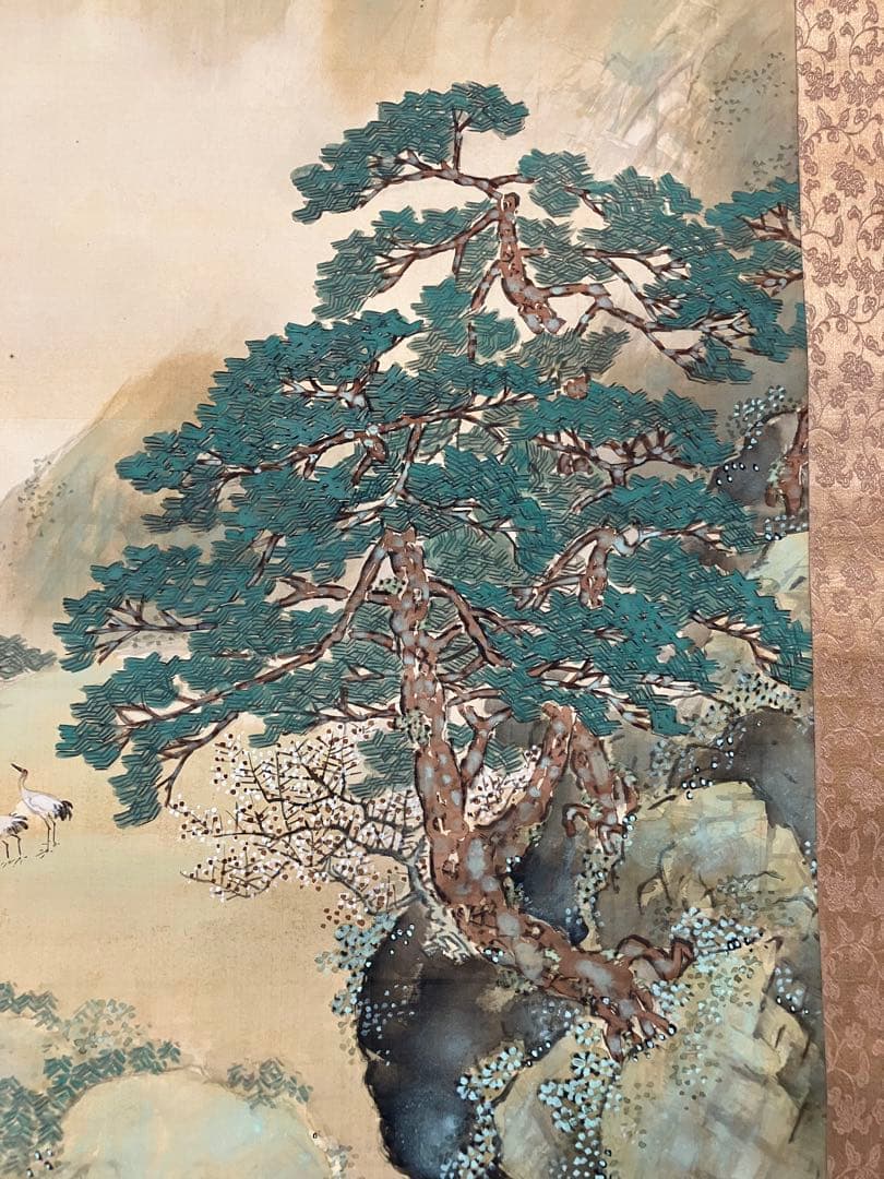 清泉筆　山水画の二幅一対掛軸