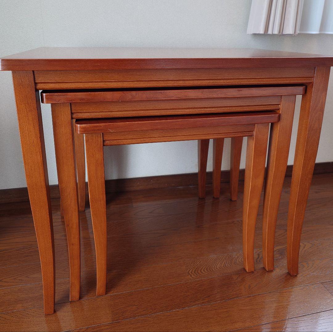 最終お値下げ！〈セルバ社〉イタリア家具☆木製ネストテーブル 3段式 ブラウン