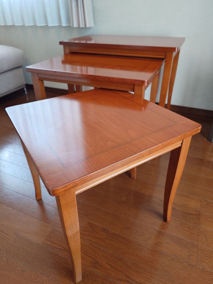 最終お値下げ！〈セルバ社〉イタリア家具☆木製ネストテーブル 3段式 ブラウン