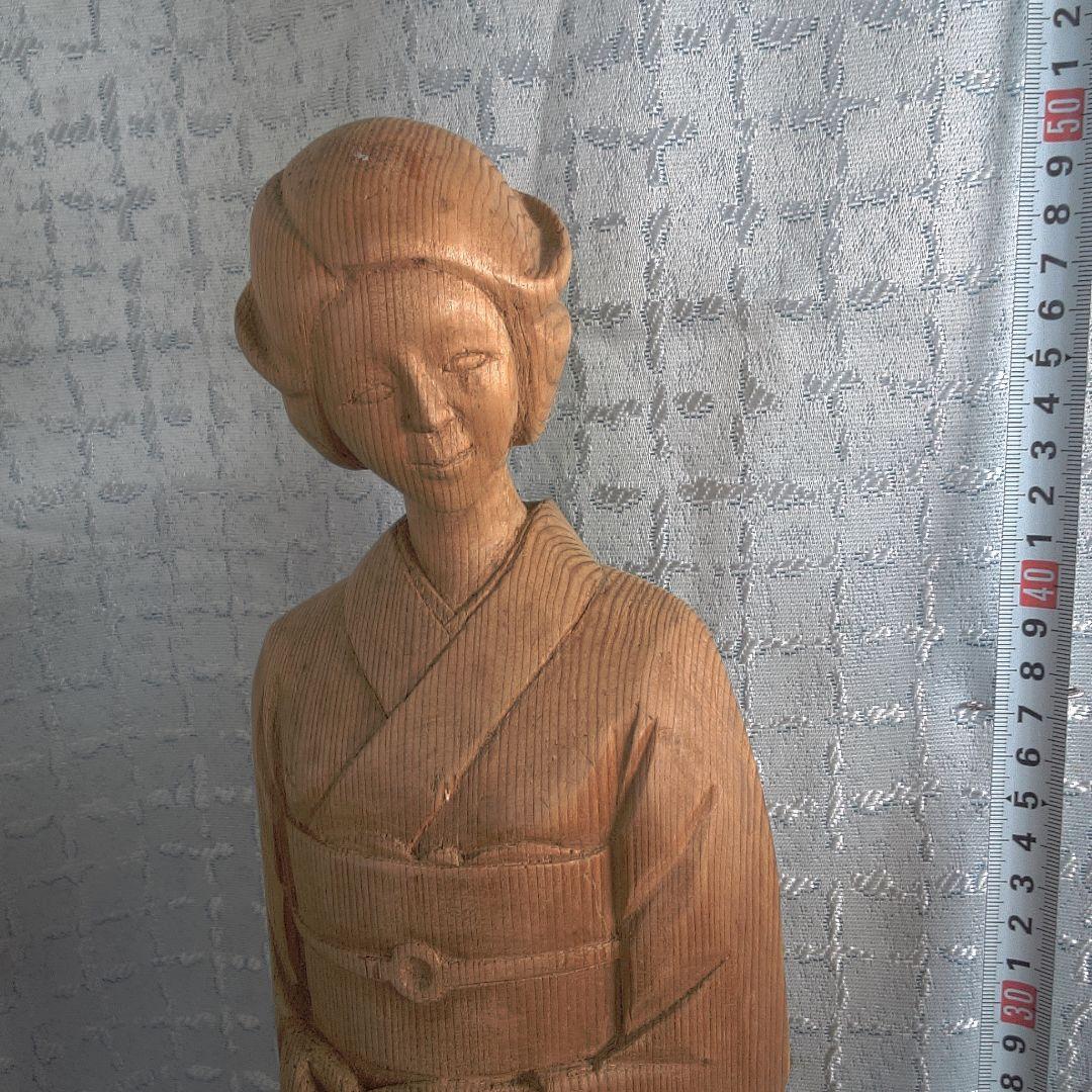 骨董２ 木製 日本人形 着物 約40cm