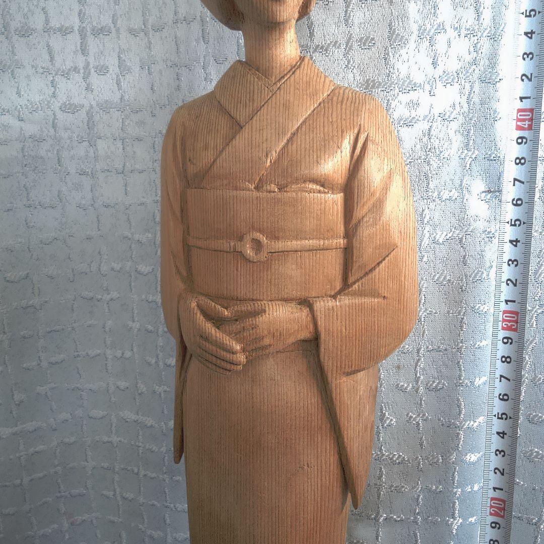 骨董２ 木製 日本人形 着物 約40cm