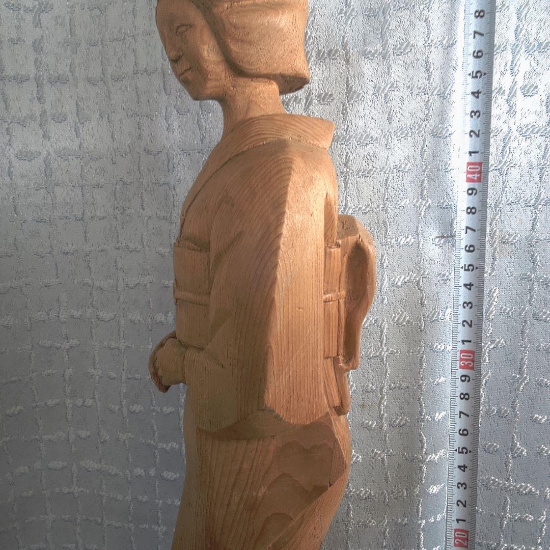 骨董２ 木製 日本人形 着物 約40cm