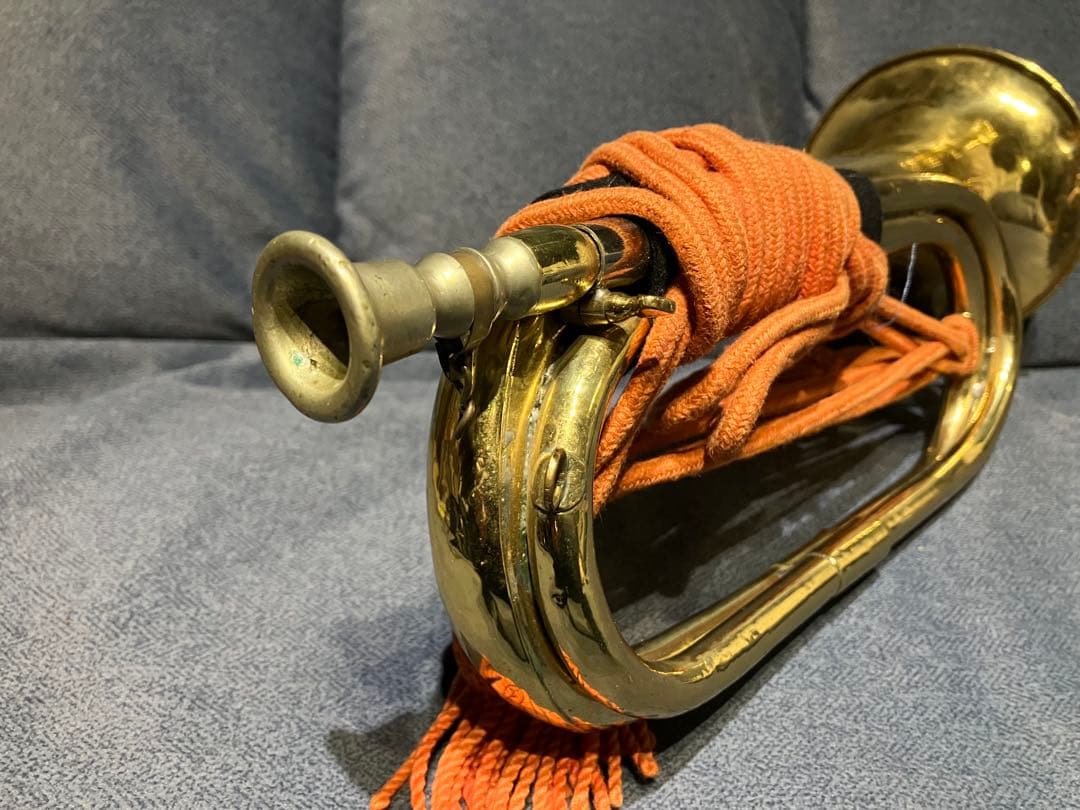 旧日本軍 信号ラッパ（軍用ビューグル）実物｜房紐付き｜音出し確認済み