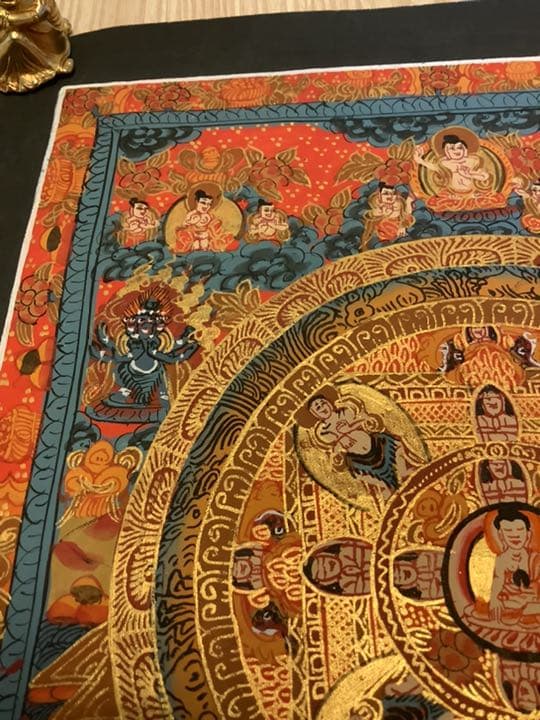 《 チベット密教　新品 》 タンカ　マンダラ　手描き　ブッダ　釈迦　y12