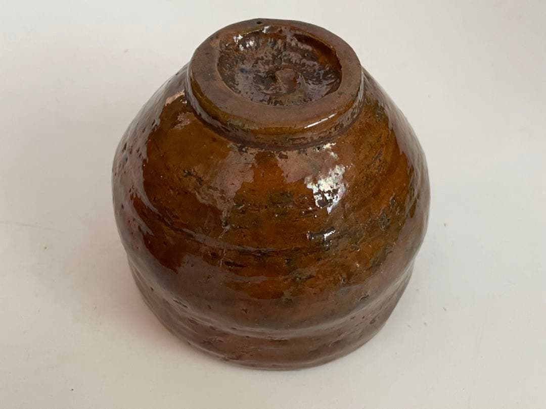 茶道具　骨董　大樋焼　飴釉　手捻り　茶碗　抹茶碗　共箱