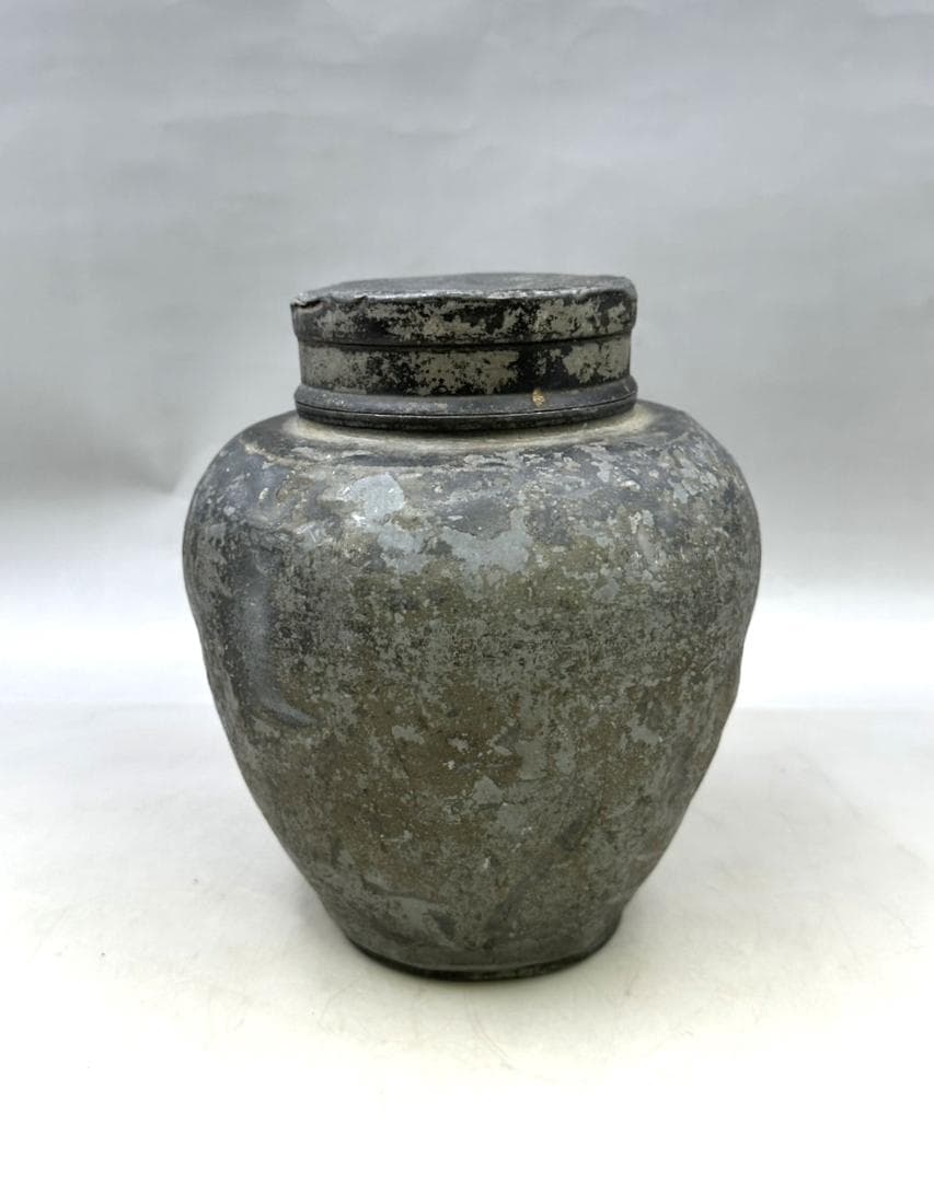 時代物 木村銘 煎茶道具 古錫 茶壷 茶心壷 約1540g 約20㎝ 骨董古玩