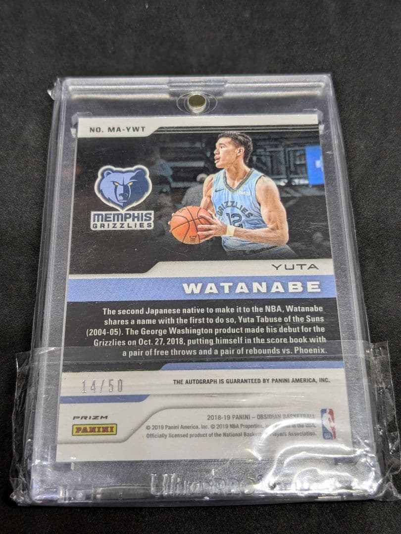2018 panini 渡邊雄太 オブシディアン ルギーサインカード/50