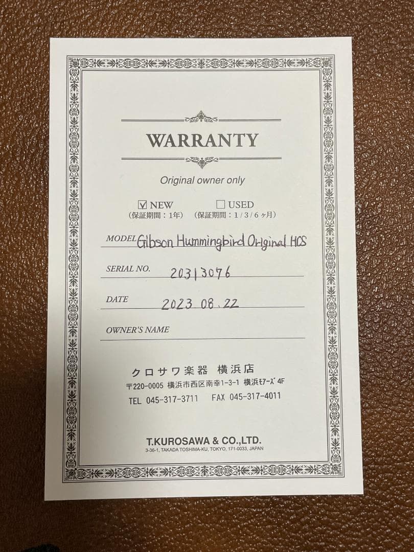 値下げ！超美品Gibson Hummingbird Original HCS