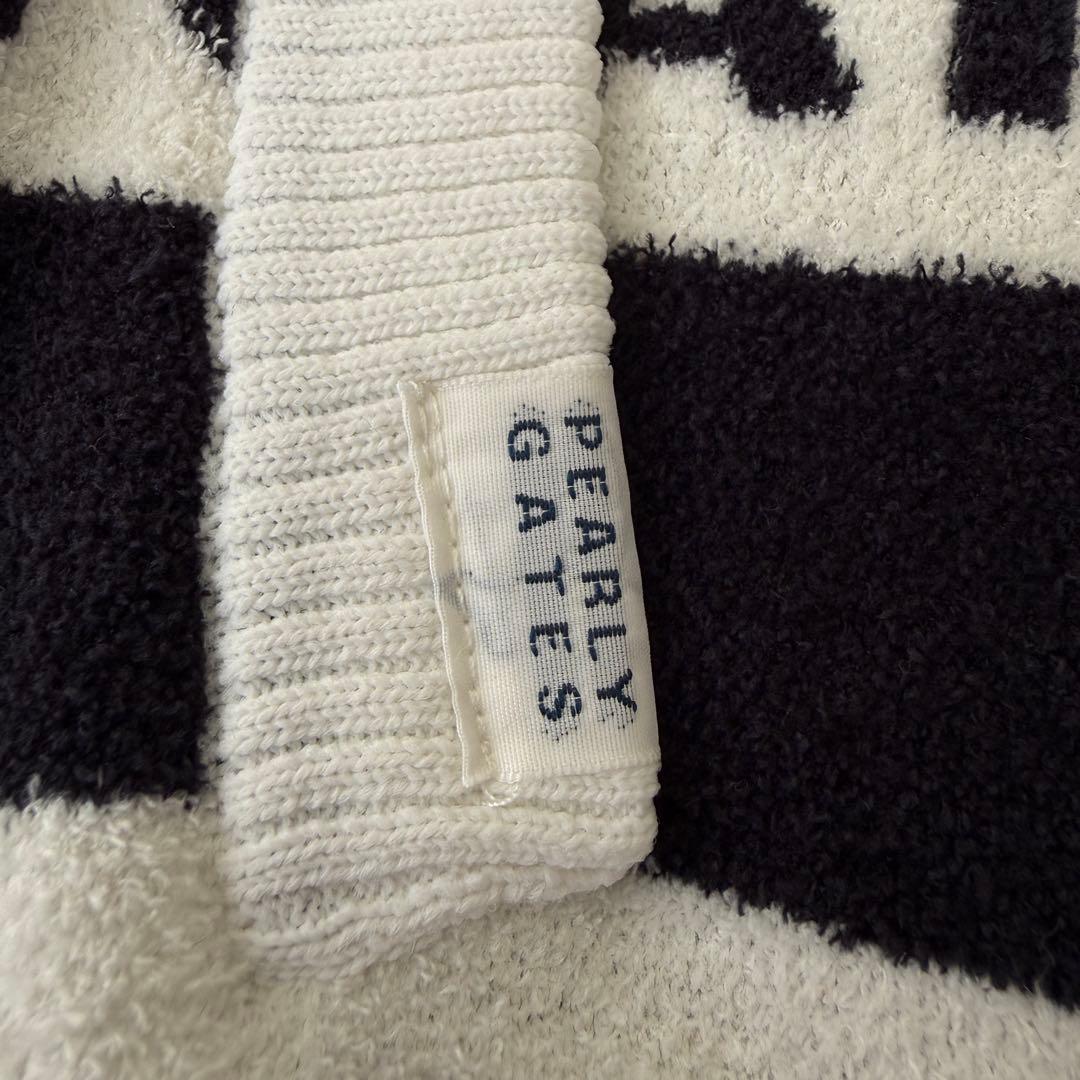 パーリーゲイツ　ニット　ブルゾン　ジャケット　XL〜XXL相当 総柄　白　黒　6